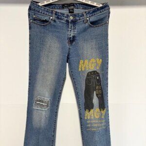 Jeans D Graphic Denim 11 Juniors MGY Y2K Revival Streetwear Statement Boot Cut